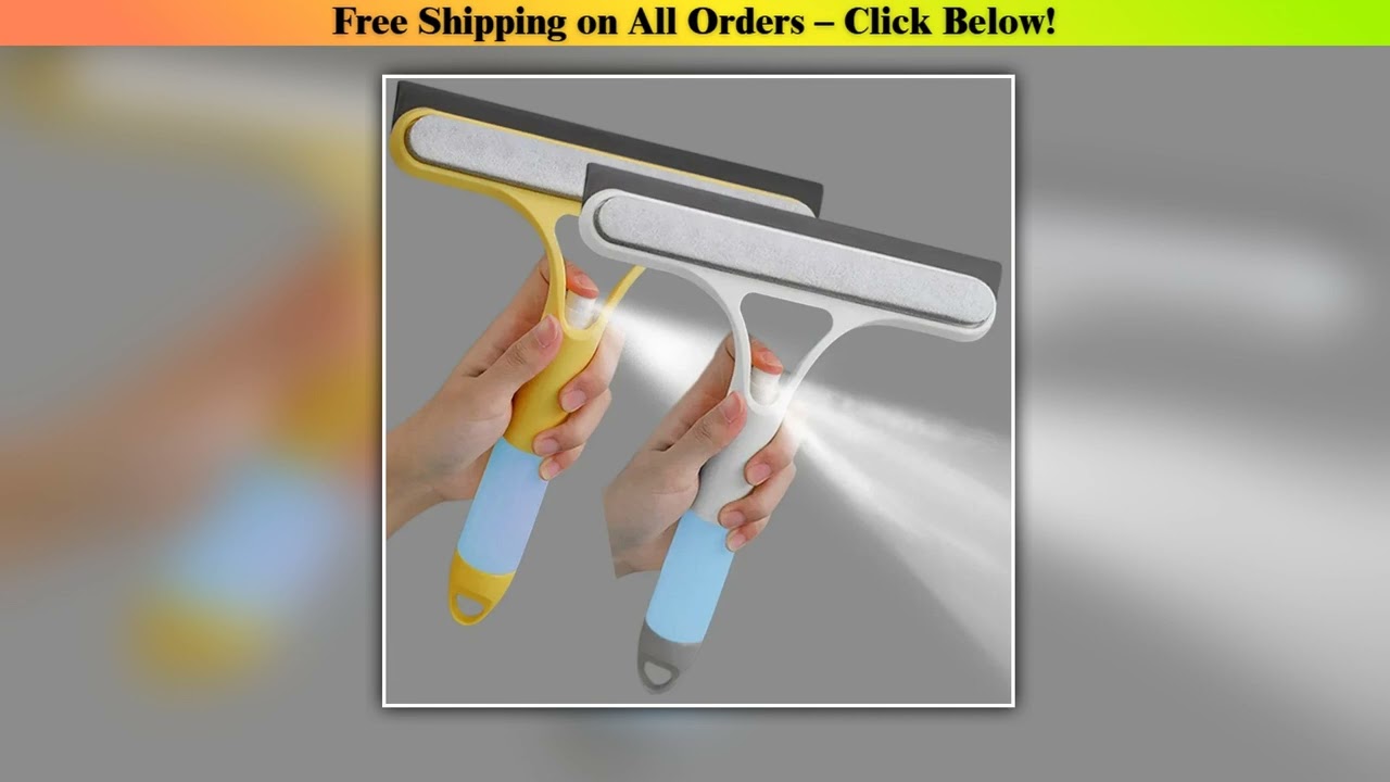 3 in 1 Window Cleaning Squeegee Multi Function Glass Mirror Wiper with Spray Bottle Microfiber Scru