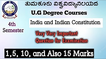 Important Question... Indian Constitution  Bcom 4th semester nep syllabus Tumkur University complete