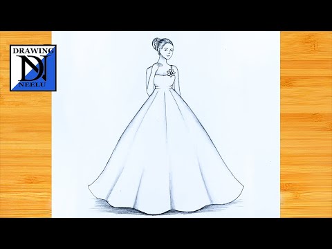 Fashion sketch. A girl in a dress. Vector girl in a dress . Fashion. Gentle  dress and flowers . Wedding Dress. Bride. The princess in a ball gown .  Stock Vector | Adobe Stock