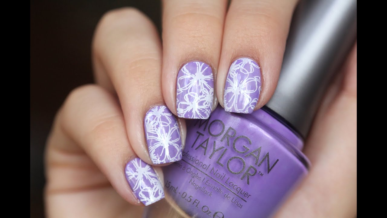 Lilac flowers nail art YouTube