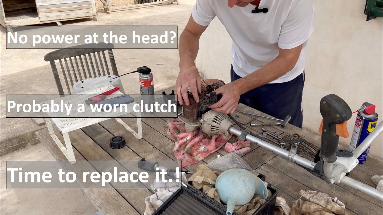 Stihl FS 90 clutch removal and replacement.