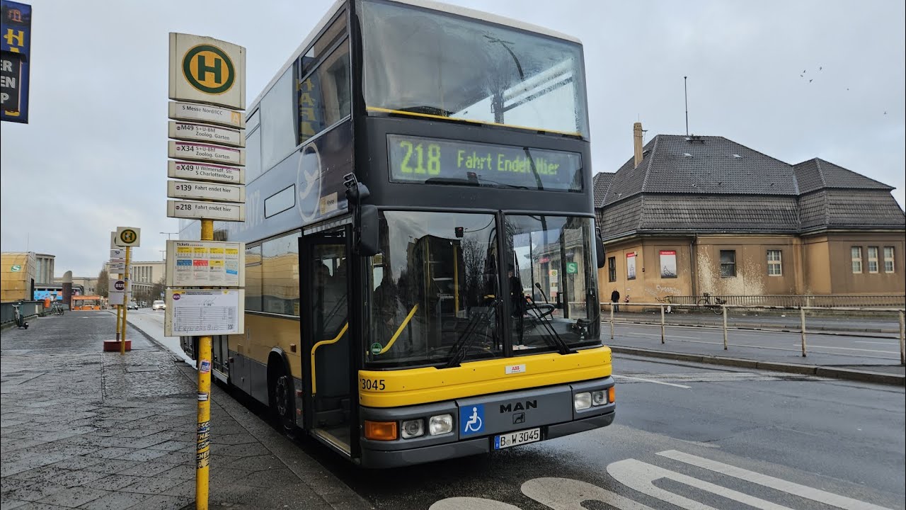 Traditionsbus Berlin | Mittfahrt im Kompletten 218 von Pfaueninsel bis Messe Nord ICC im DN95 3045