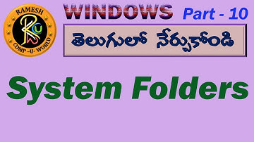 System Folders in Telugu || Windows || By K. Ramesh M.C.A