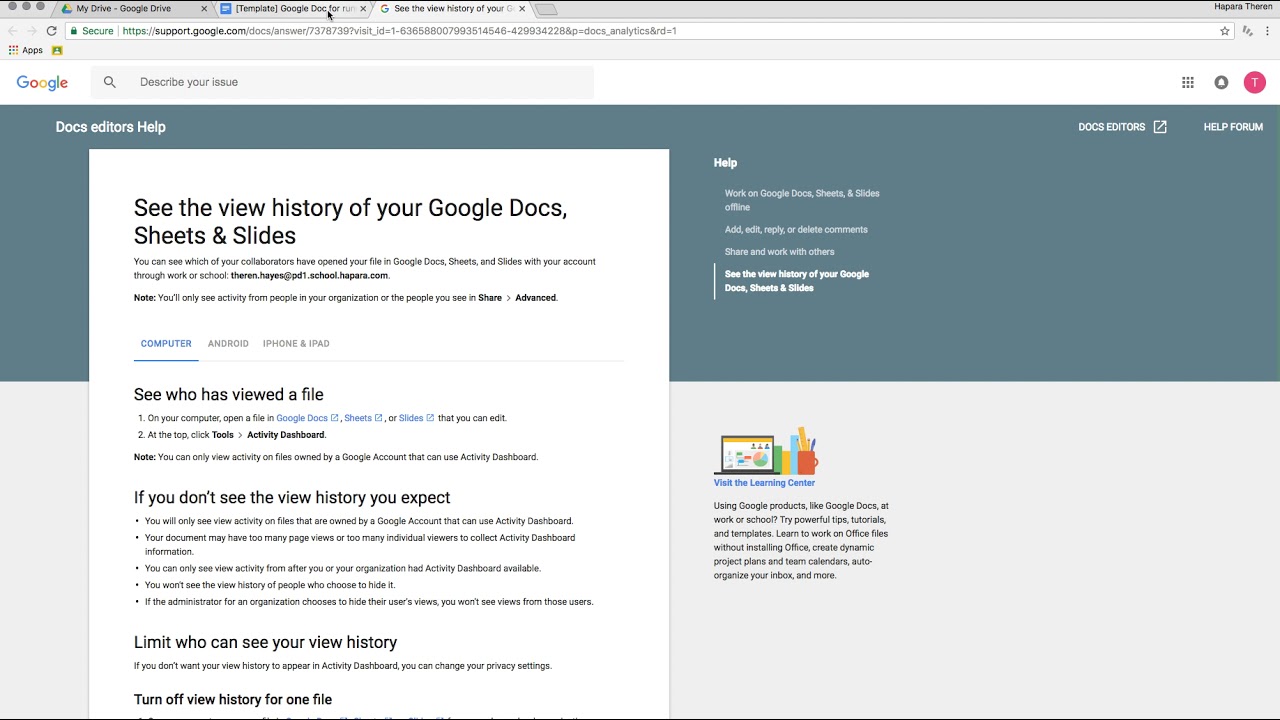 Google Docs - Find the Privacy Settings for the newer Activity Dashboard (silent video)
