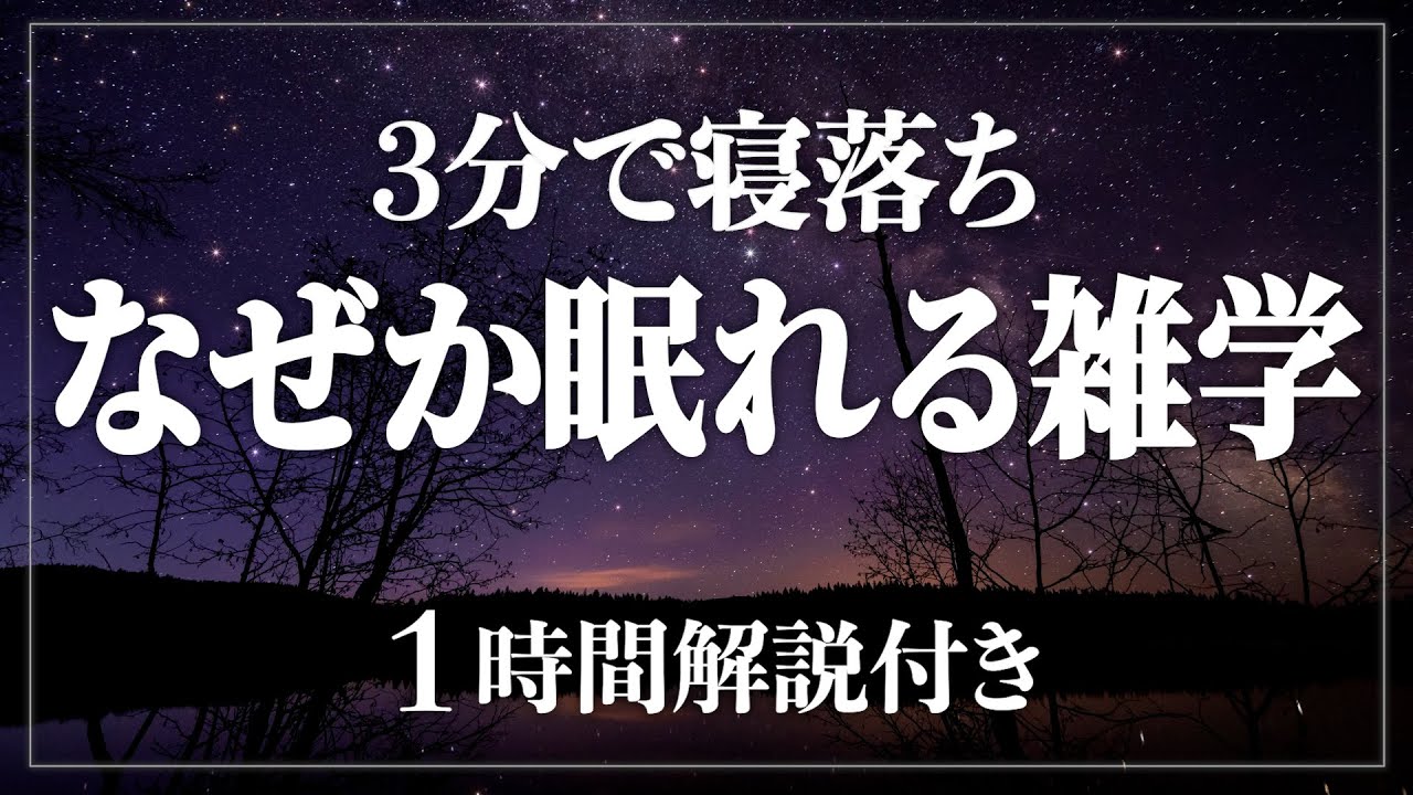 【睡眠導入/作業用】すぐ眠れる雑学｜眠れないあなたへ、寝ながら賢くなる日常生活100の雑学1時間【BGMなし】【男性朗読】