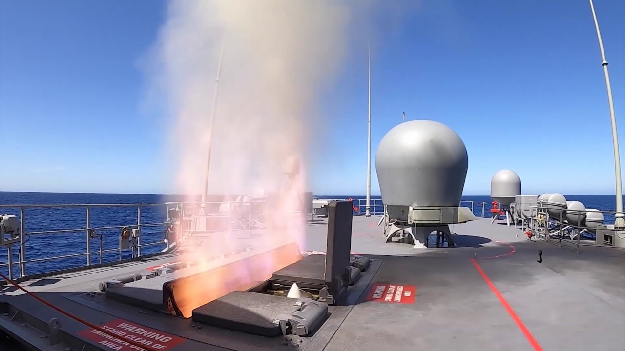HMAS Arunta fires Evolved Sea Sparrow Missile off WA coast