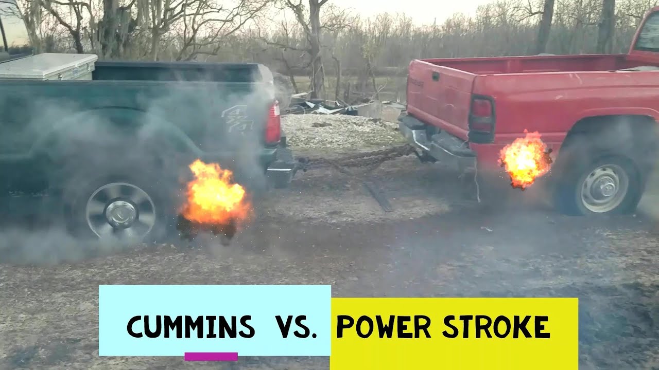 5.9 Cummins Straight Pipe Diesel vs Ford 6.7 Power Stroke Diesel