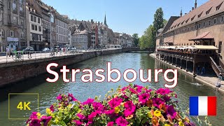 Visite à pied de Strasbourg 4k | France | promenade d'été | vieille ville historique | Rue | marche