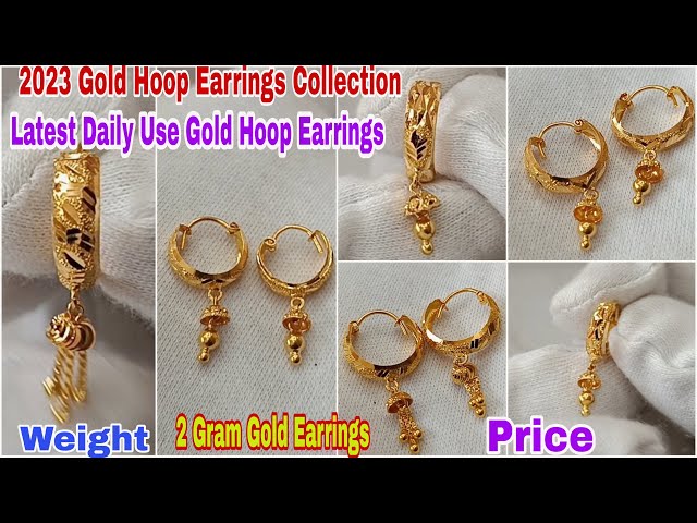 2 gram gold earrings | daily wear gold earrings | light weight gold earrings  | small earrings gold - YouTube