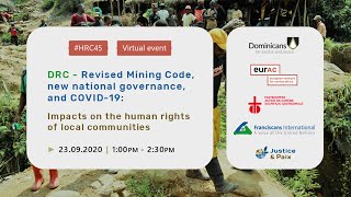HRC45 side event - DRC: The Revised Mining Code, new national governance, and COVID-19