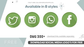 Use 300  Social media icons png | 8 styles Big png pack | Gajbhare Graphics