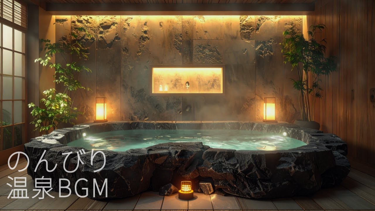 【癒しBGM】ゆったり、のんびりできる温泉BGM｜ハープBGM&スパASMR｜和風スーパー銭湯｜お風呂で聴く音楽