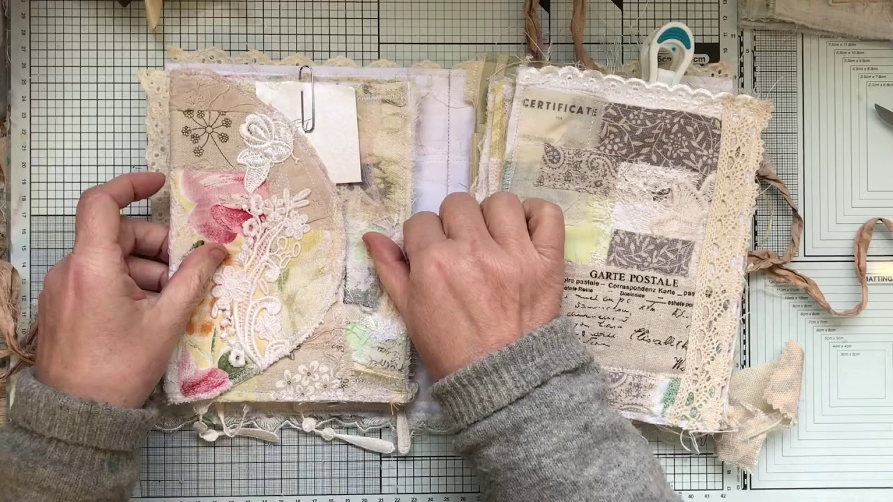 scrapbooking or junk journal embellishments Fabric scraps pack with silk thread for visible mending slow stitching or sewing craft kit