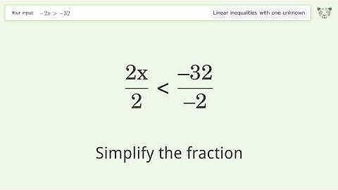 Solving Linear Inequalities: -2x is Greater Than  -32