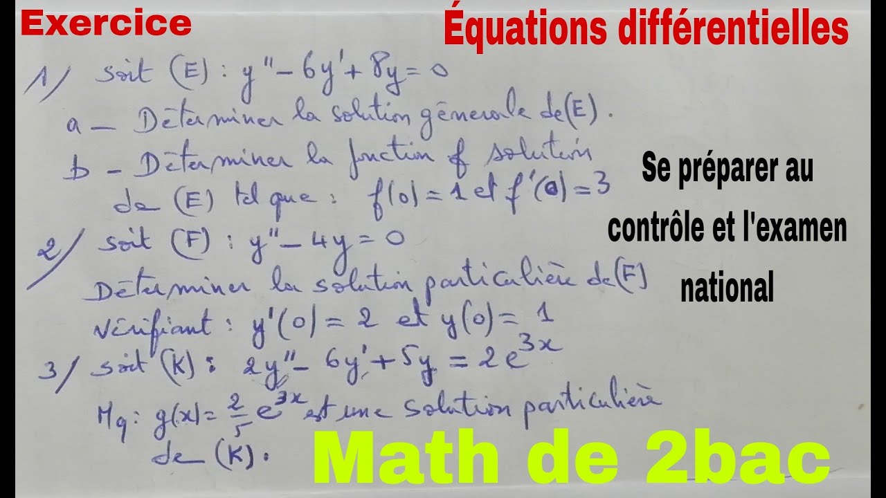 equations differencielles  .....math de 2bac
