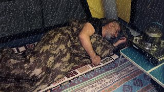 Solo Camping in Heavy Rain - Sleeping in a Tent with the Sound of Rain - ASMRCAMPİNG