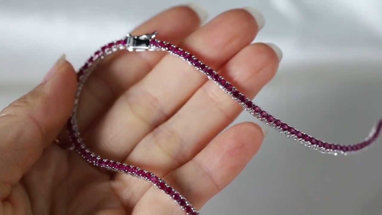 CZ Ruby Tennis Necklace : NN-3