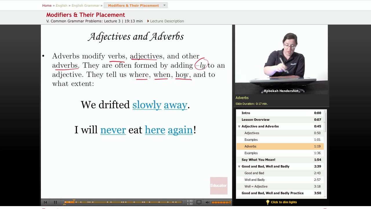 "Modifiers & Their Placement" | English Grammar with Educator.com - YouTube