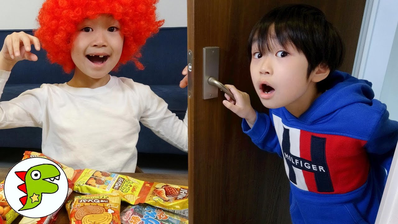 レオくんのお菓子をカラフル鬼たちがたべちゃった？たべられないように