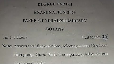 purnea university purnea degree part 2 B. sc botany ( general / subsidiary)  paper question