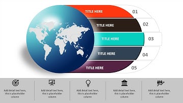 World Map with 5 Steps Infographic Slide in PowerPoint Tutorial 913