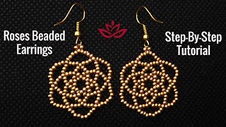 Roses Seed Beads Earrings - Tutorial. How to make DIY beaded earrings?