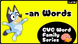 Bluey CVC 🐾 Learn “-an” Words | Brain Break for Kids! Movement Phonics Game &amp; Classroom Brain Break