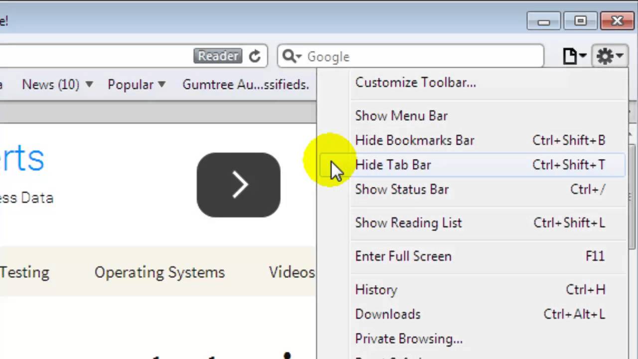 safari hide tabs fullscreen