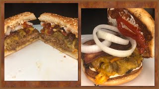 Easy Green Chile Bacon Cheeseburger cooked on a Blackstone Griddle
