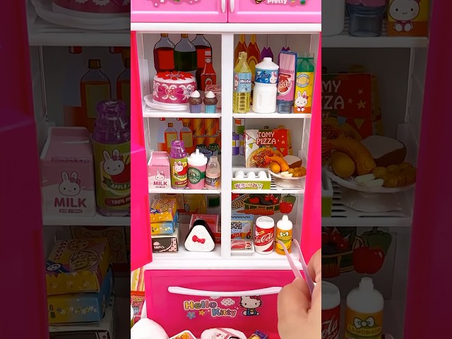 POV fill up the fridge #funthings #funtoplay #kidstoys #miniturethings #miniture #pretendplaytoys class=