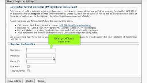 How to enable Directi domain registration in WebsitePanel (www.webpromo-inc.com)