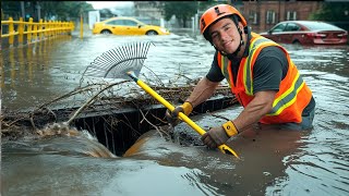 Huge Street Flood Cleared After Extreme Drain Cleaning!
