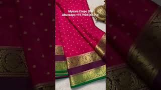 Pure Mysore Crepe Silk Sarees With Silk Mark Tag - Whatsapp 7904566214 geethusarees