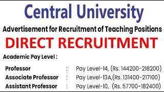 Permanent Direct Recruitment Notification in Govt. College | Assistant Professor with Rs 1,82,400 pm