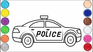 Coloring And Drawing Police Car For Kids | How to Draw a Police Car | Coloring Book for Children screenshot 2