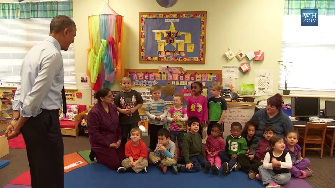 President Obama Visits Kansas Classroom- Raw Video