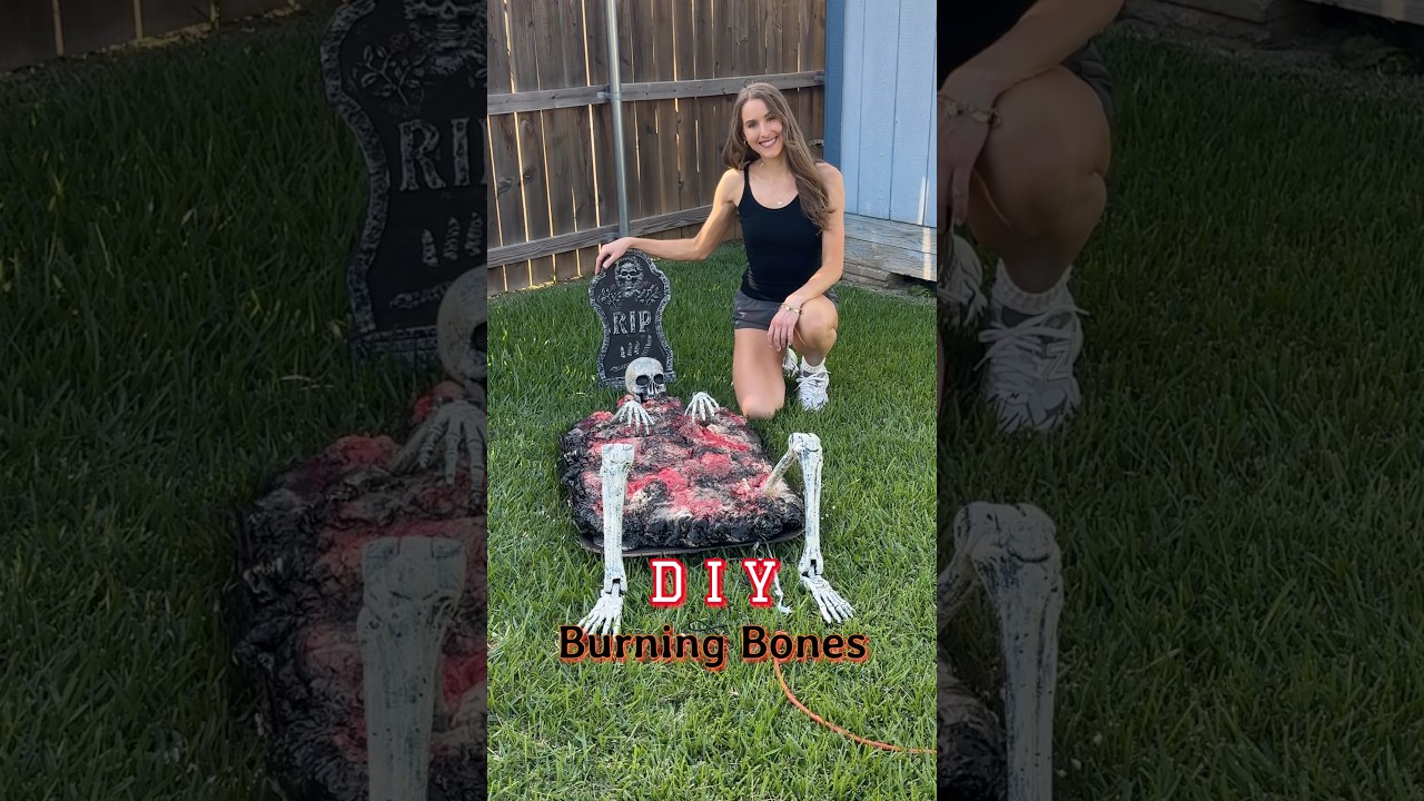 DIY BURNING BONES TUTORIAL 🦴🔥 Outdoor Halloween decor! 