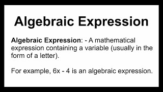 Linear Equations 14 - Algebraic Expressions