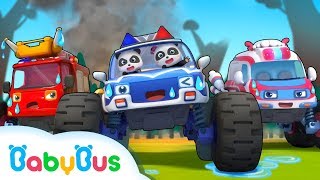 Friends are Trapped in Forest Fire | Super Panda Firefighter | Monster Car  Rescue Team | BabyBus