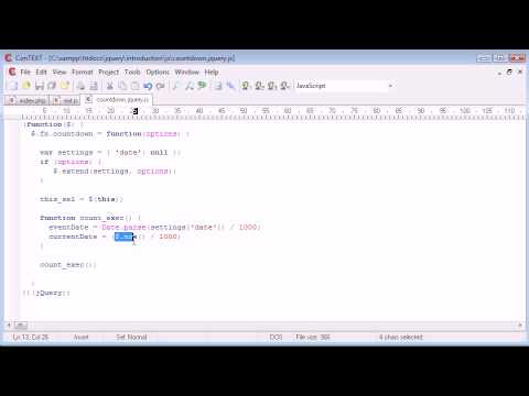 jQuery Tutorial - 135 - Creating a day/hour/min/sec countdown plugin