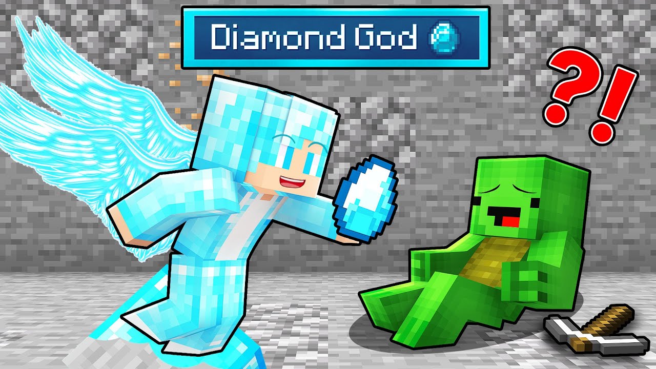 JJ Became Diamond God - Minecraft Maizen with Mikey