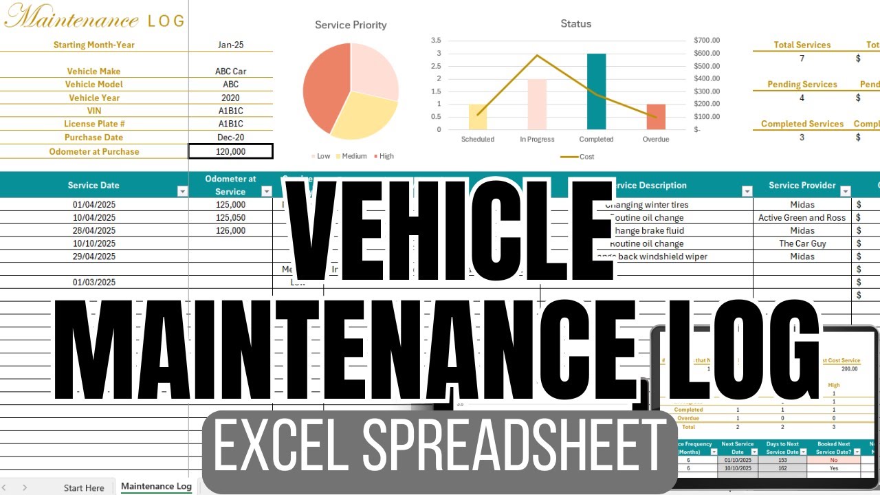 Vehicle Maintenance Log Excel Spreadsheet