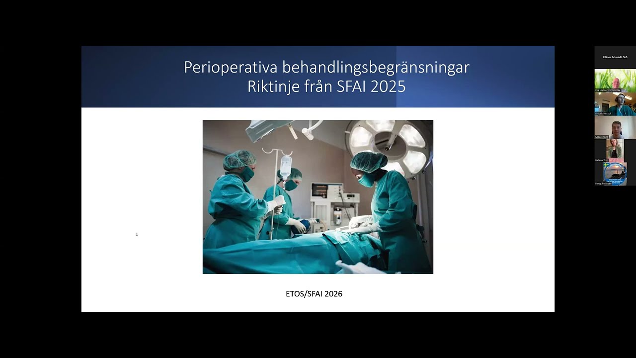 SFAI Webbinar: Ny riktlinje om perioperativa behandlingsbegränsningar