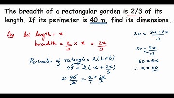 The breadth of a rectangular garden is 2/3 of its length.If its perimeter is 40 m,find its dimension