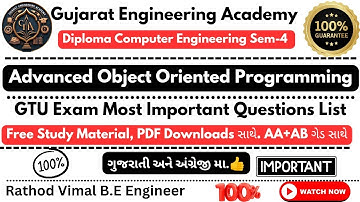 GTU Advanced Object Oriented Programming Most IMP Questions Sem-4 💯| AA+AB Grade 🎯 | Free Material 📚