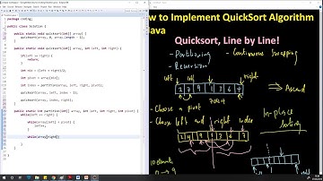 How to implement Quicksort Algorithm in Java Line by Line -  Part 2
