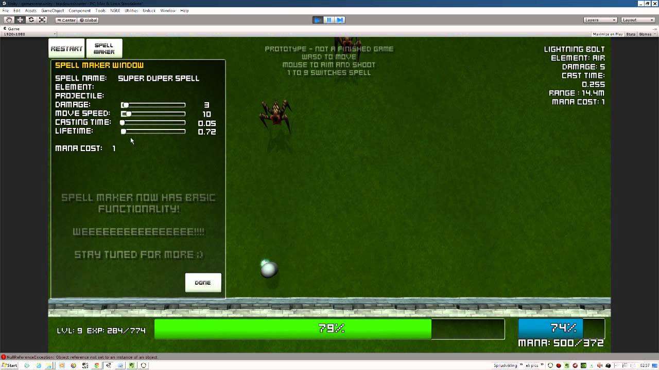 [13] Spell Maker in action! - Unity3d C# Defense Game - WIP