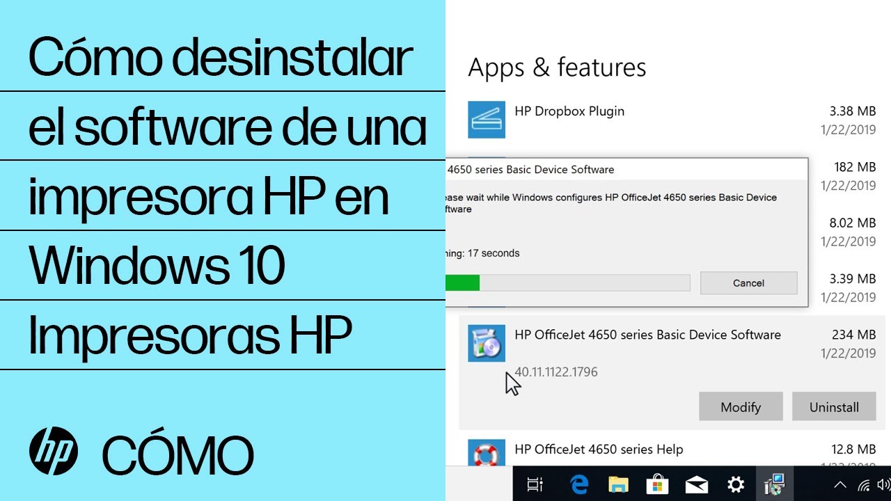 Cómo desinstalar el software de una impresora HP en Windows 10