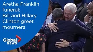 Aretha Franklin funeral: Bill and Hillary Clinton view music icon's casket