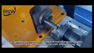 Dual station pipe shrinking machine with interchangeable molds, supporting pipe shrinking, expansion